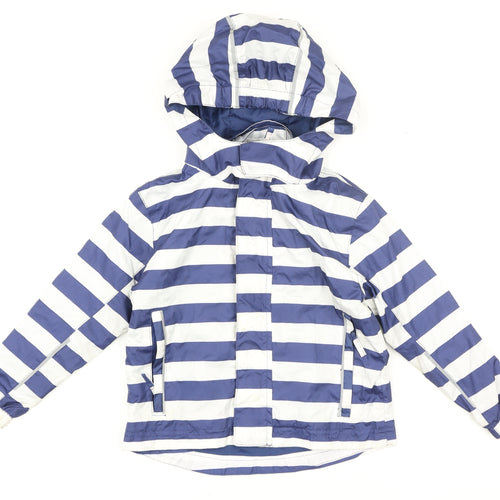 Crane Girls Blue Striped Hooded Rain Coat Jacket 3-4 Years Polyester