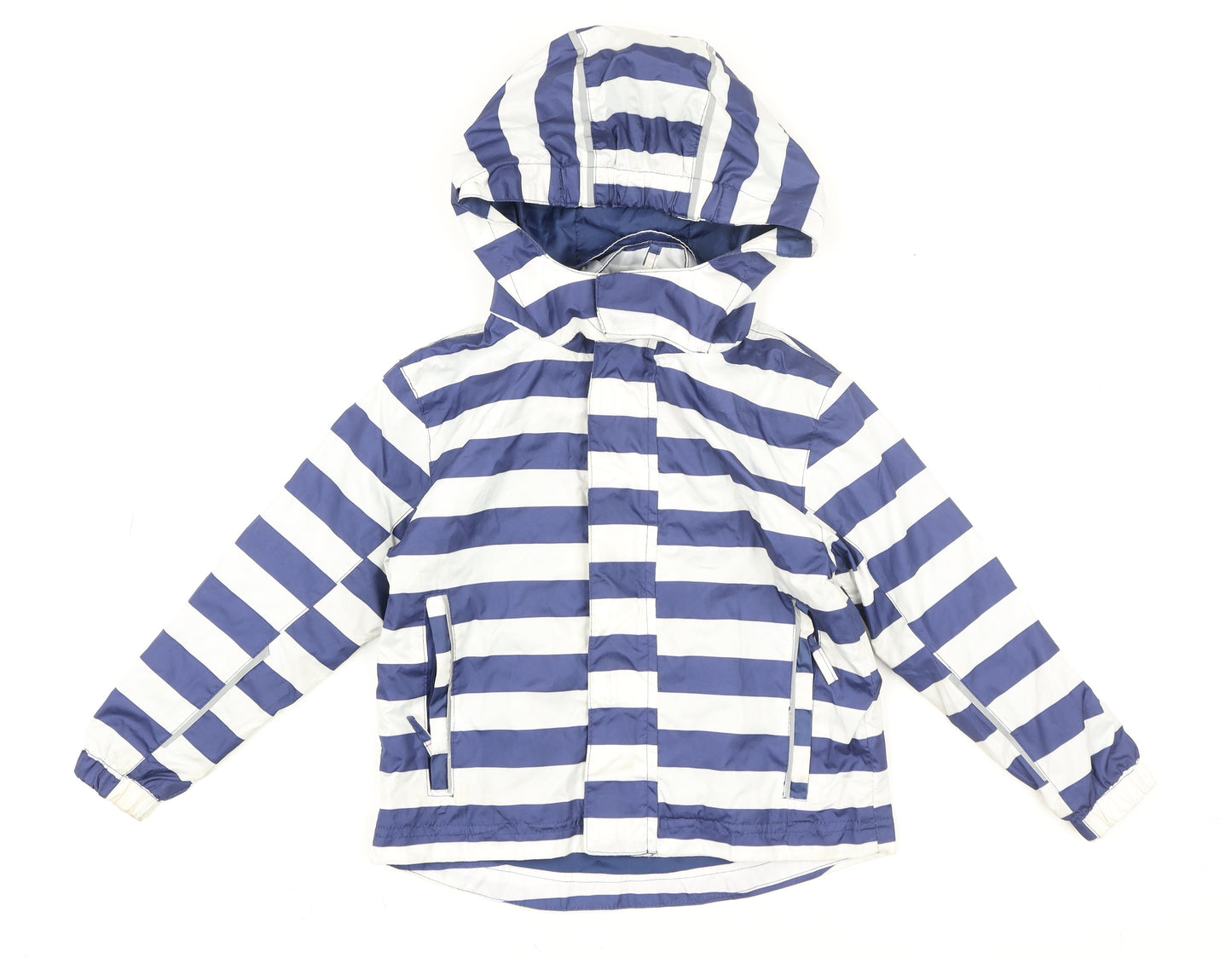 Crane Girls Blue Striped Hooded Rain Coat Jacket 3-4 Years Polyester