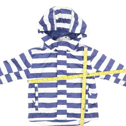 Crane Girls Blue Striped Hooded Rain Coat Jacket 3-4 Years Polyester
