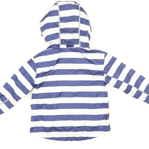 Crane Girls Blue Striped Hooded Rain Coat Jacket 3-4 Years Polyester