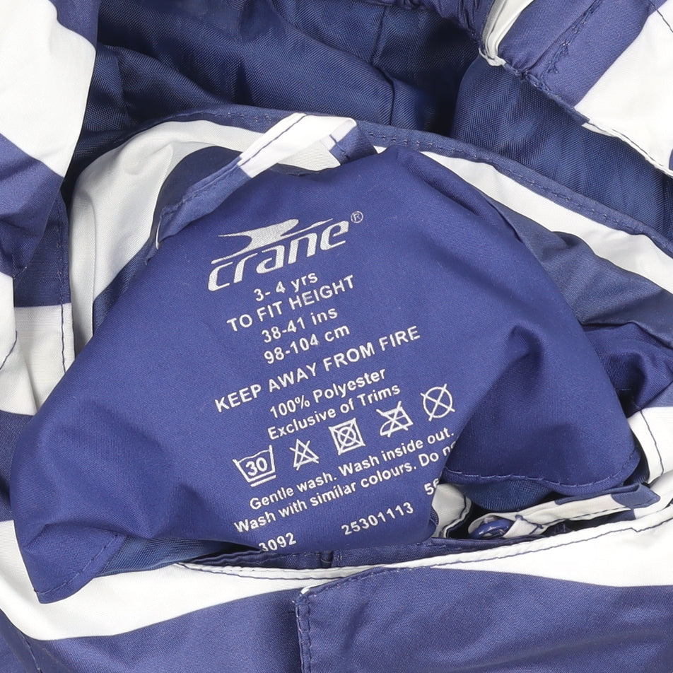 Crane Girls Blue Striped Hooded Rain Coat Jacket 3-4 Years Polyester