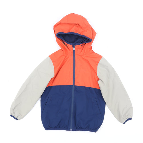 NEXT Boys Blue Orange Grey Hooded Windbreaker Jacket 4 Years