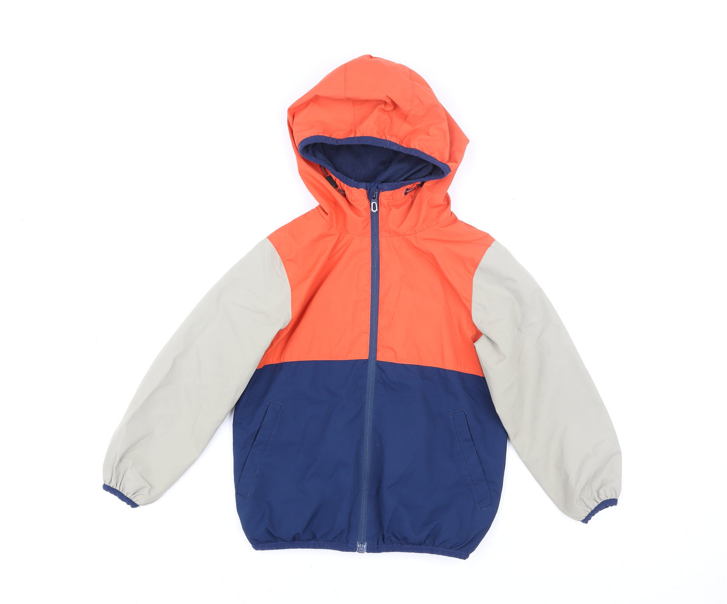 NEXT Boys Blue Orange Grey Hooded Windbreaker Jacket 4 Years