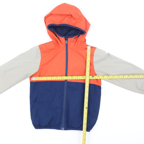 NEXT Boys Blue Orange Grey Hooded Windbreaker Jacket 4 Years
