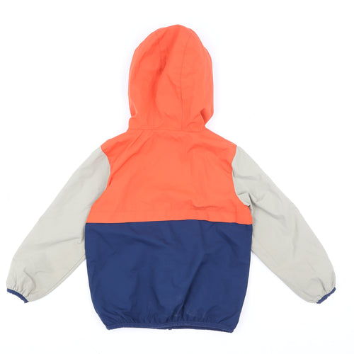 NEXT Boys Blue Orange Grey Hooded Windbreaker Jacket 4 Years