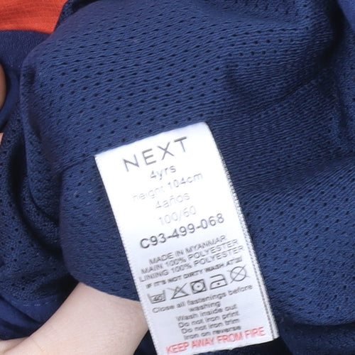 NEXT Boys Blue Orange Grey Hooded Windbreaker Jacket 4 Years