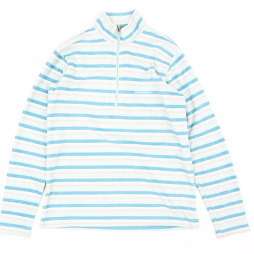 Craghoppers Women's Blue Striped Fleece Half Zip Jacket Size 10