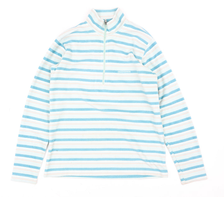 Craghoppers Women's Blue Striped Fleece Half Zip Jacket Size 10