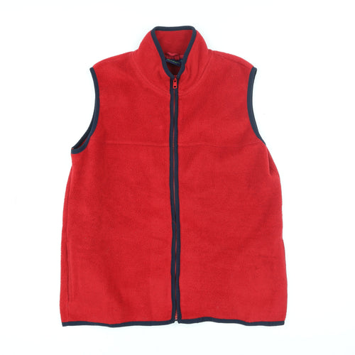 Mini Boden Boys Red Fleece Bodywarmer Waistcoat 11-12 Years Full Zip Polyester