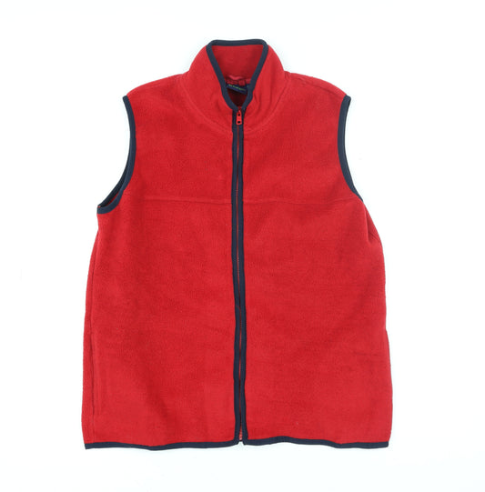 Mini Boden Boys Red Fleece Bodywarmer Waistcoat 11-12 Years Full Zip Polyester