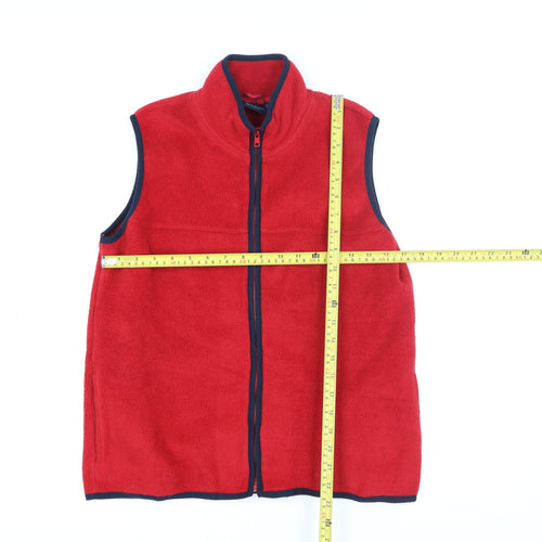 Mini Boden Boys Red Fleece Bodywarmer Waistcoat 11-12 Years Full Zip Polyester