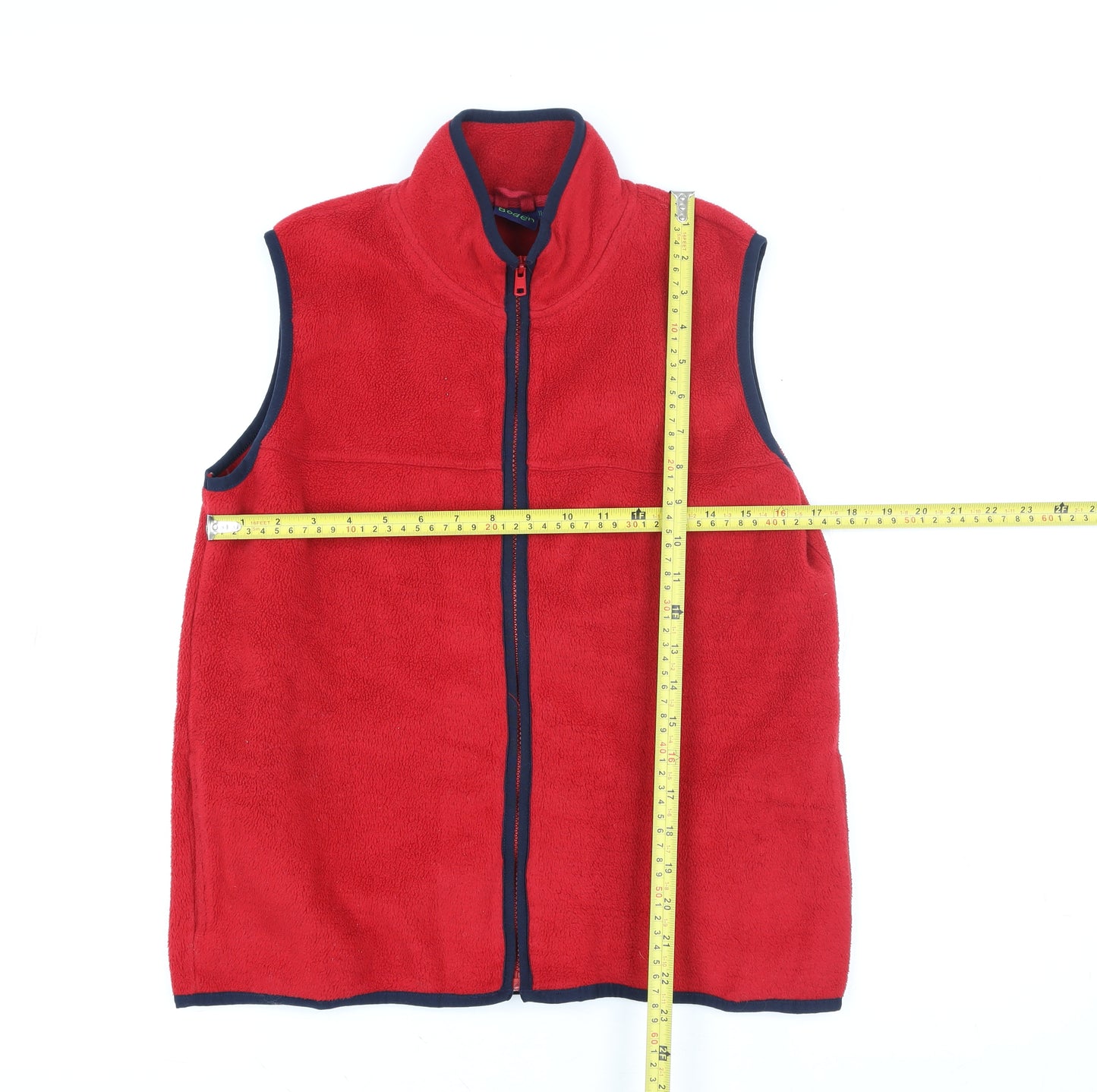Mini Boden Boys Red Fleece Bodywarmer Waistcoat 11-12 Years Full Zip Polyester