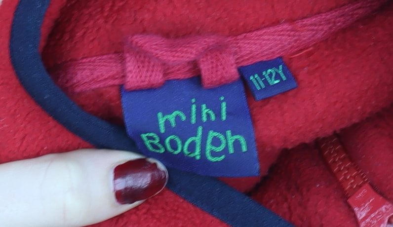 Mini Boden Boys Red Fleece Bodywarmer Waistcoat 11-12 Years Full Zip Polyester