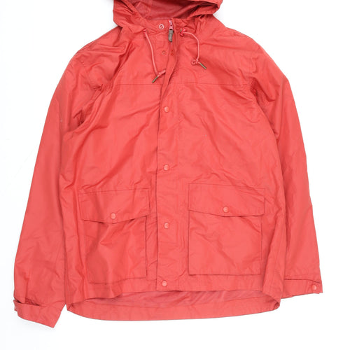 Cotton Traders Mens Red Waterproof Hooded Rain Coat Jacket L