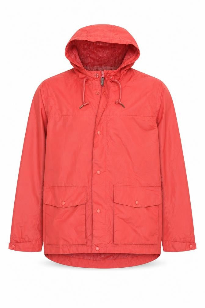 Front view of Cotton Traders men’s red waterproof hooded rain coat jacket l