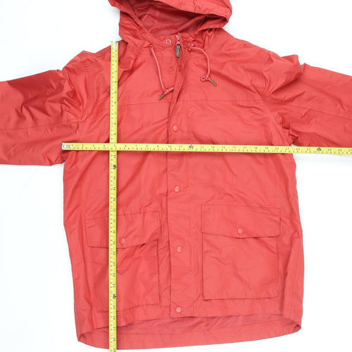 Cotton Traders Mens Red Waterproof Hooded Rain Coat Jacket L