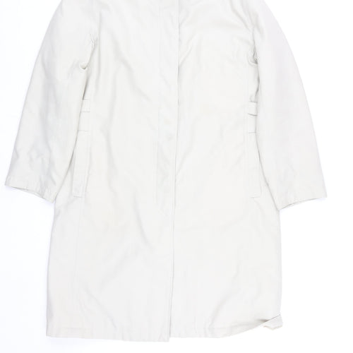 Dannimac Women's Beige Mid-Length Rain Coat M Lined Belted Waterproof