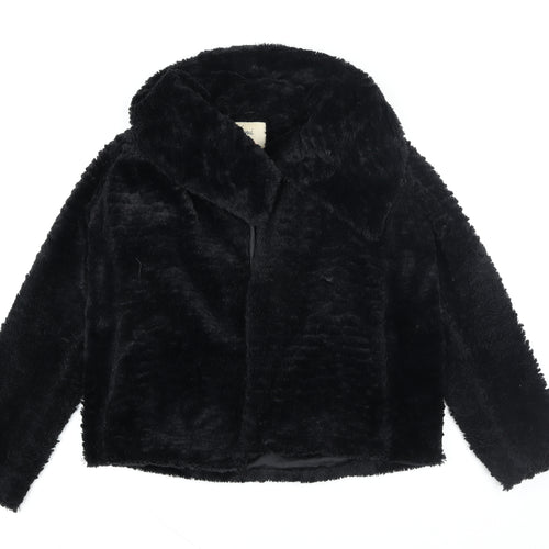 Yumi Women Black Faux Fur Short Jacket Size 8