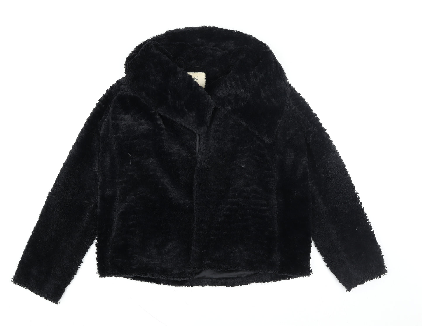 Yumi Women Black Faux Fur Short Jacket Size 8
