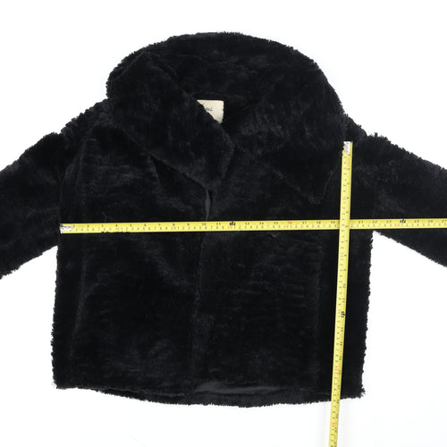 Yumi Women Black Faux Fur Short Jacket Size 8