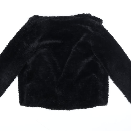 Yumi Women Black Faux Fur Short Jacket Size 8