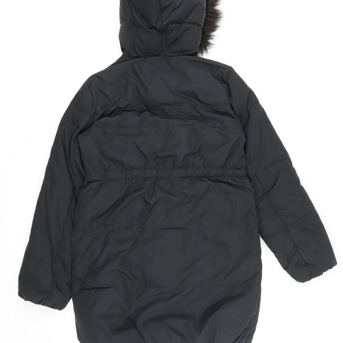 Gap Kids Girls Black Hooded Puffer Coat 13 Years Winter Faux Fur Trim