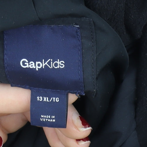 Gap Kids Girls Black Hooded Puffer Coat 13 Years Winter Faux Fur Trim