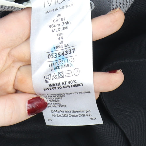 Marks and Spencer Women's Black Regular Fit Two-Button Blazer Size M