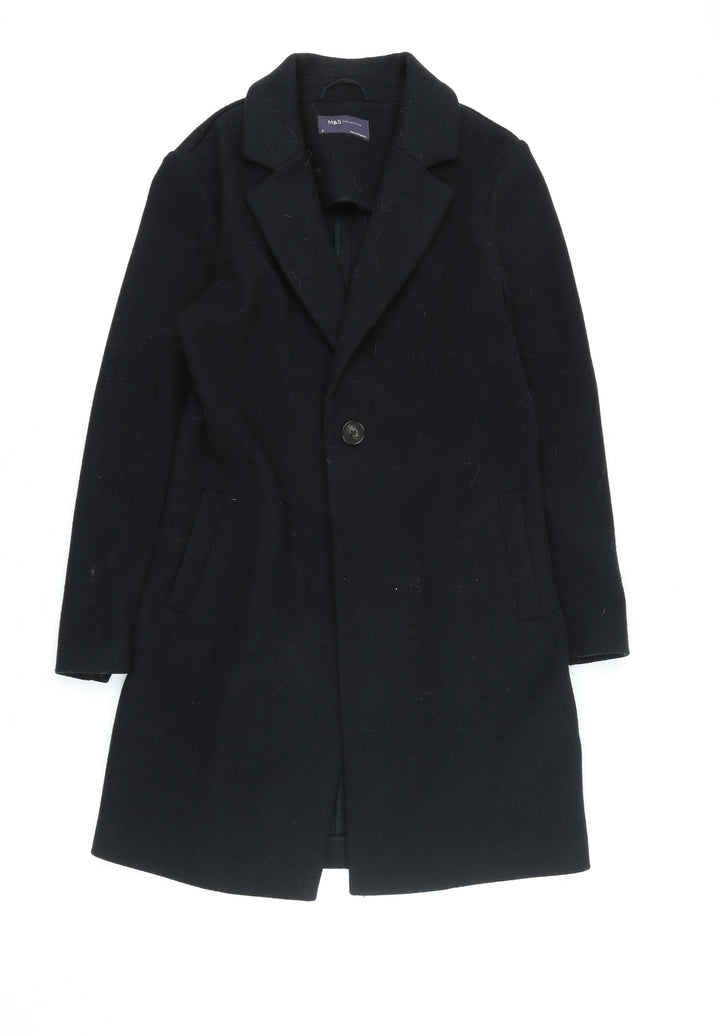 Marks and Spencer Women's Black Size 8 Classic Mid-Length Overcoat