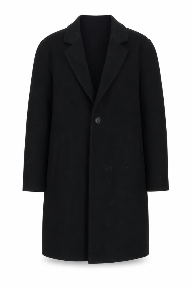 Front view of Marks & Spencer Women's Black, size 8, Classic Mid-Length Overcoat
