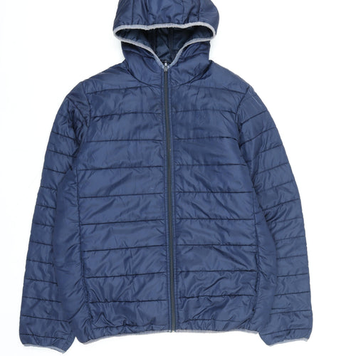 Fila Men's Blue L Hooded Puffer Jacket Waterproof Lightweight