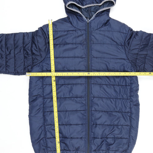 Fila Men's Blue L Hooded Puffer Jacket Waterproof Lightweight