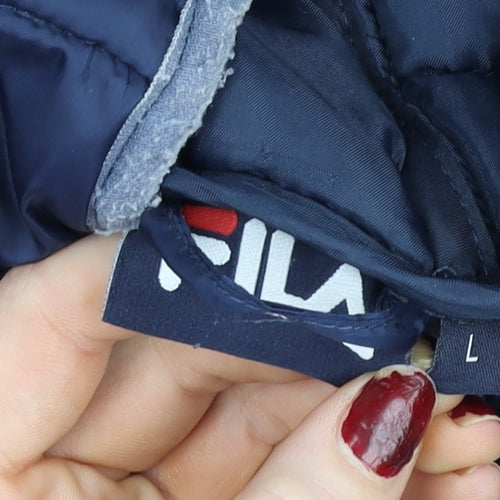Fila Men's Blue L Hooded Puffer Jacket Waterproof Lightweight