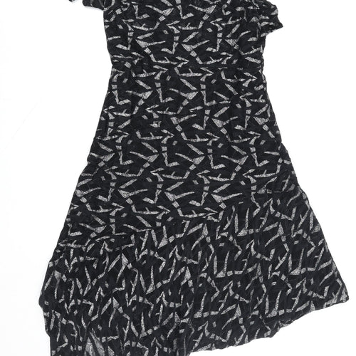 Marks and Spencer Women's Black Asymmetric Lace Party Dress Size 12
