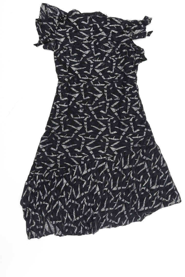 Marks and Spencer Women's Black Asymmetric Lace Party Dress Size 12