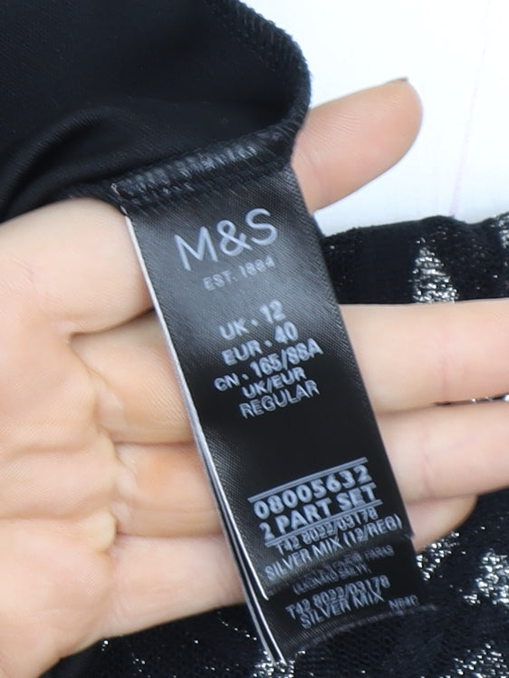 Marks and Spencer Women's Black Asymmetric Lace Party Dress Size 12