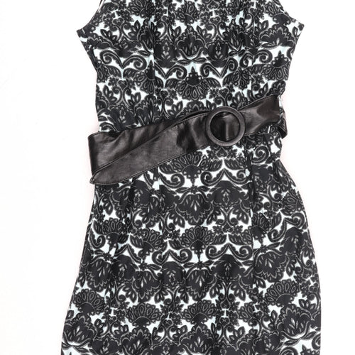 Dorothy Perkins Women’s Black Floral Bodycon Knee Length Dress Size 14