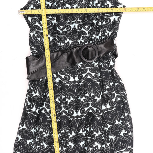 Dorothy Perkins Women’s Black Floral Bodycon Knee Length Dress Size 14