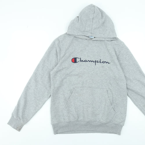 Champion Mens Grey 2XL Pullover Logo Hoodie Sweatshirt