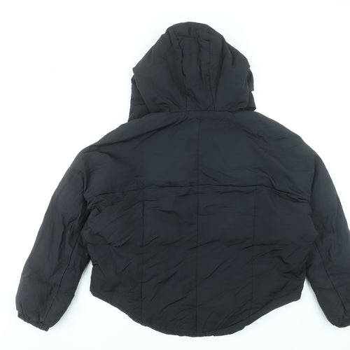 Boohoo Women’s Black Hooded Puffer Jacket Size 10 Winter Coat