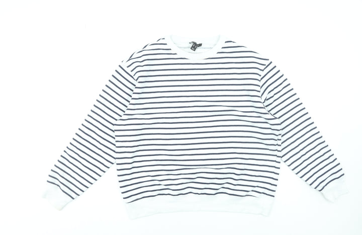 New Look Women’s White Striped Pullover Sweatshirt Size M