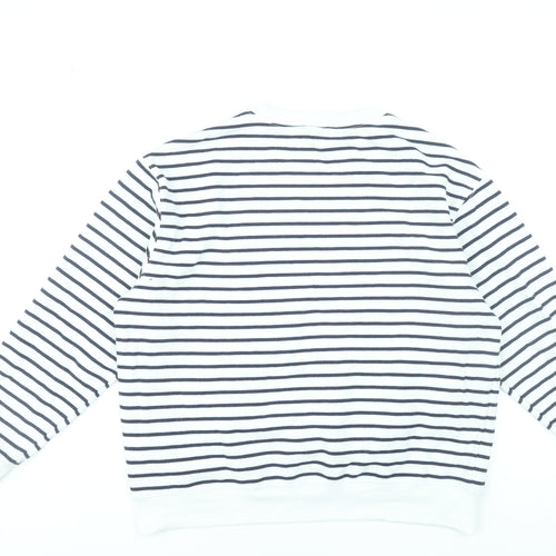 New Look Women’s White Striped Pullover Sweatshirt Size M