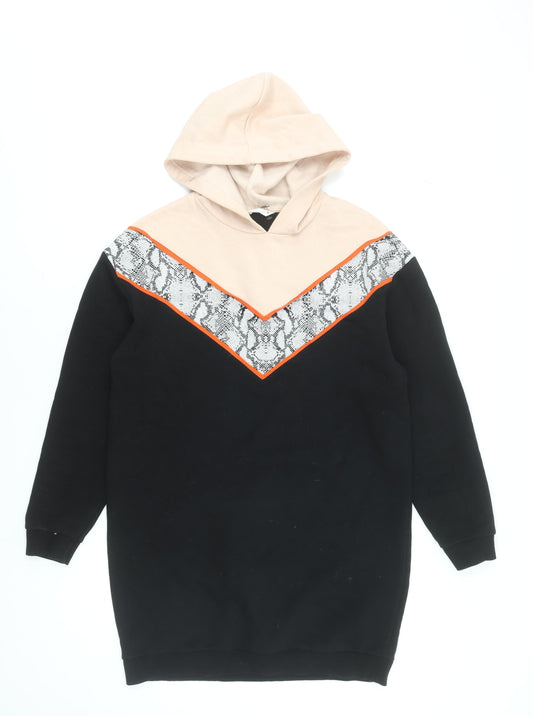 Candy Couture Girls Beige & Black Hoodie T-Shirt Dress Snake Print 15 Years