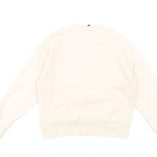 H&M Women Beige Paris Embroidered Pullover Sweatshirt XXS