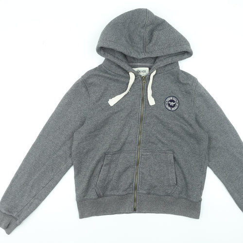 SoulCal & Co Women Grey Full Zip Hoodie Size 18 Cotton Blend Casual