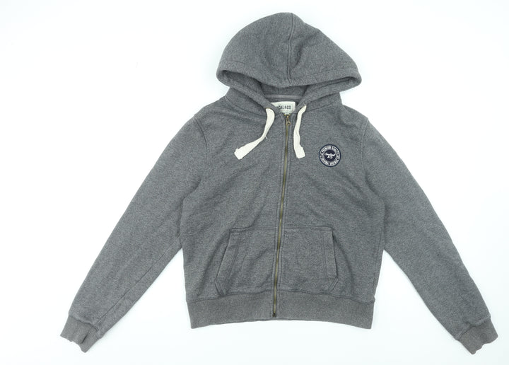 SoulCal & Co Women Grey Full Zip Hoodie Size 18 Cotton Blend Casual