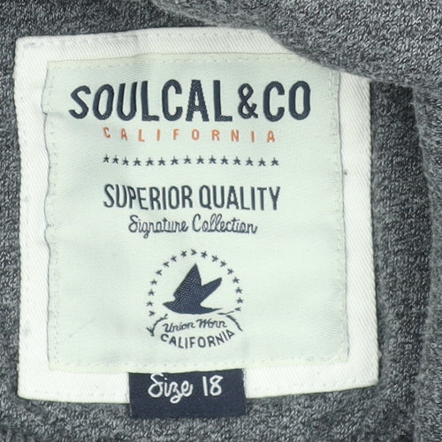 SoulCal & Co Women Grey Full Zip Hoodie Size 18 Cotton Blend Casual