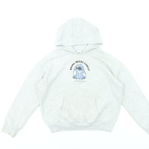 George Girls Grey Stitch 'Ohana Means Family' Pullover Hoodie 9-10 Years