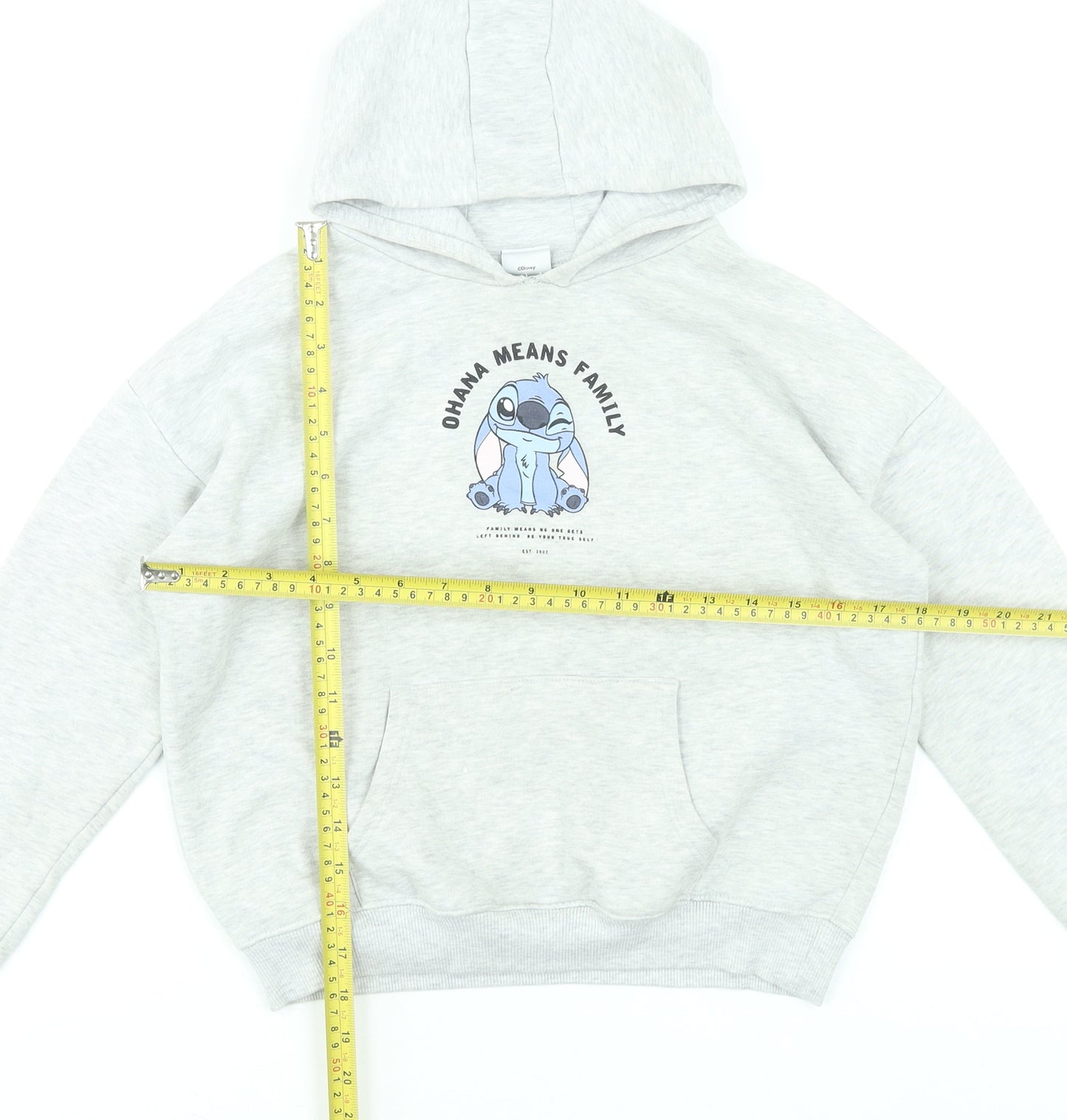 George Girls Grey Stitch 'Ohana Means Family' Pullover Hoodie 9-10 Years