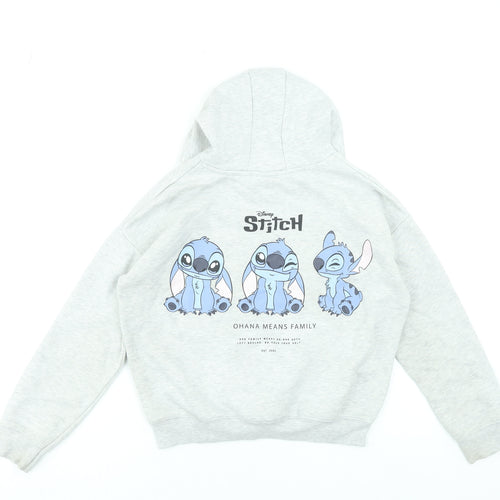 George Girls Grey Stitch 'Ohana Means Family' Pullover Hoodie 9-10 Years